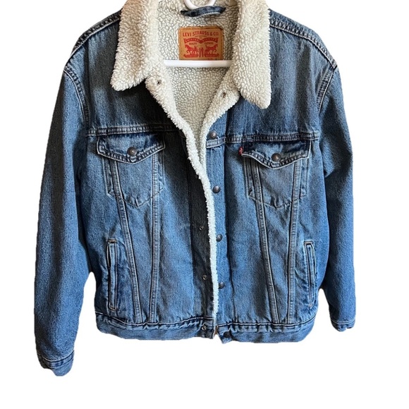 Levi’s Sherpa Trucker Jacket 16365-0044 Men’s Size L Light Blue Denim EXC cond - Picture 2 of 13